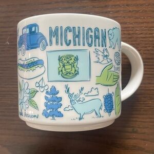 Starbucks Michigan Been There Series Ceramic Mug - Blue and White
